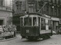 Osmnáctka přijíždí na náměstí Republiky při oslavách 60. let tramvají v červnu 1959, foto: Sbírka M. Plzák