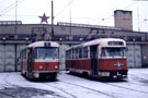 T3 č. 201 spolu s T2 č. 155 na Slovanech 11. 12. 1987
Foto: T. Palyza