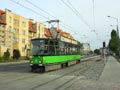 Konstal 105N v novm ntru vyjd z vozovny na nov zrekonstruovanm seku - Elblag 1. 9. 2014
