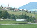 Tra Stubaitalbahn - linky STB - kroutc se mezi stedisky Telfes a Fuplmes 26. 7. 2003