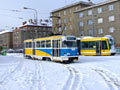 Vůz T2 č. 133 ve vozovně Slovany po sněhové nadílce 
27. 1. 2007