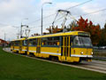 Souprava T3 č. 187+188 naposledy v pravidelném provozu zatahující z linky č. 4 - U Družby 10. 10. 2012