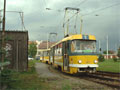 Souprava T3 205+195 ve výstupní zastávce obratiště Mozartova 11. 7. 2005