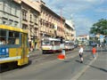 Souprava T3M č. 225+226 v prostoru dočasně zrušené zastávky Anglické nábřeží, Pražská 1. 8. 2005