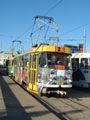 Souprava 109+110 přijíždí do zastávky Hlavní nádraží Českých drah, Sirková v poslední den svého provozu 19. 9. 2005