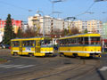 Sólo vozy T3R.P č. 235 a 255 se míjí v ulici Terezie Brzkové 15. 11. 2009