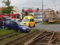 Nehoda dvou automobilů zastavila provoz tramvají do Skvrňan 6. 5. 2009