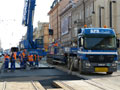 Rekonstrukce kolejiště v křižovatce u divadla - pokládka nových BKV panelů 14. 4. 2012, foto: F.V.