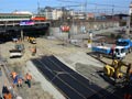 Oprava kolejiště po vyplavení prasklou vodu - asfaltování kolejiště 25. 3. 2012
