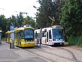 Na Borech zachycená spouprava 357-347 linky č. 4 a Astra č. 307 linky č. 2 při výluce 18. 7. 2015