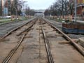 Rozebírání trati u zastávky Bazén Slovany 10. 3. 2024