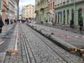 Budování dočasné zastávky v Solní ulici 17. 5. 2024