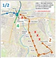 Schéma provozu při výluce Zbrojnické ulice