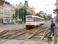 Souprava T3M po znovuspuštění tramvajového provozu na Košutku 8. 6. 2002