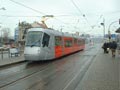 Tramvaj 14T pro Prahu v Plzni v sadech Pětatřicátníků 3. 12. 2005