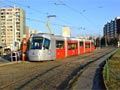 Tramvaj Škoda 14T č. 9113 na konečné Sídliště Řepy 17. 2. 2007