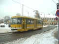 Vůz T3R.PV (VarCB3) č. 198 při zkušební jízdě U Zvonu 7. 1. 2004