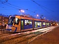 Tramvaj Škoda 19T při zkušební jízdě 2. 12. 2010