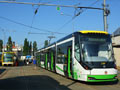 Nakládka tramvaje 26T při odvozu z vozovny Slovany zpět k výrobci 7. 7. 2013