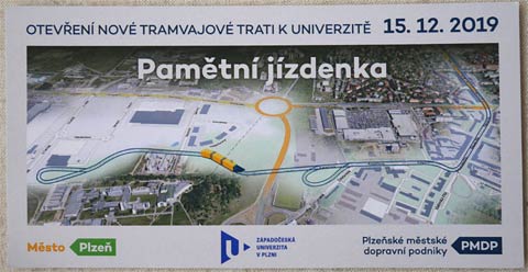 Plzeňské tramvaje - jízdenka ze zahájení provozu na Borská Pole