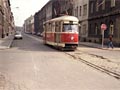 T1 č. 123 přijíždí na náměstí Odborářů (dnes Mikulášské náměstí), foto: J. Kvasil (v letech 1984-86)