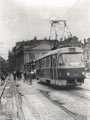 T3CS č. 258 uvnitř vozu s výstavkou o MHDv Plzni, červen 1989, foto: M.Lindner