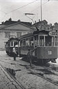 Historický vůz č. 18 na náměstí při oslavách 90 let MHD v Plzni v červnu 1989, foto: M.Lindner