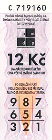 Jízdenka 12,- Kč vzor 2007