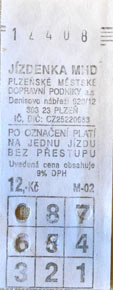 Jízdenka 12,- Kč z automatu