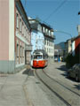 Tramvaj stoup z centra k ndra - Gmunden 27. 7. 2003