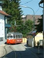 Tramvajka stoup z centra - Gmunden 27. 7. 2003