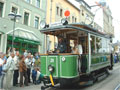 Historick vz Man . 21 z roku 1905 v kolon pi oslavch 110 let tramvaj v Plavn 12. 9. 2004