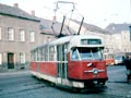 Vůz T2 č. 148 odbočuje do Sladkovského ulice 27. 10. 1988, foto: Tomáš Palyza 