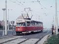 Vůz T2 č. 153 vyjíždí z konečné Frunzehoa (dnes Mozartova) 27. 10. 1988, foto: Tomáš Palyza 