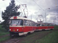 Souprava T3 185+197 na konečné Skvrňany 10. 7. 1996
Foto: Absolut