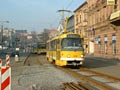 Vůz T3M č. 226 na provizorní trati v Pražské ulici 29. 1. 2006