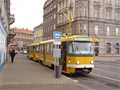 Souprava 243+244 v Palackého ulici při zkušební jízdě 15. 1. 2005