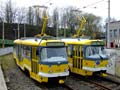 Vozy T3R.PLF č. 316 a 315 při zkušební jízdě ve smyčce Malesická 9. 4. 2008