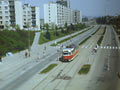 Vůz T2 z mostu chebské trati v dnešní zastávce Malesická a zajímavý pohled na přední Skvrňany 2. 5. 1986 
Foto: J. Hertl, archiv Jiřího Hertla (SPVD)