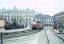 Kolejové provizorium v Nejedlého sadech (dnes Pětatřicátníků) v lednu 1989.
 Foto: J. Hertl