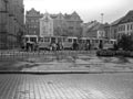 Provizorní trať z Dřevěné ulici na náměstí Republiky v dubnu 1990
Foto: L. Brejcha 