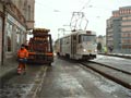 Souprava 231+232 na provizorní trati v Pražské ulici 19. 12. 2005