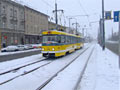 Souprava T3 č. 190+191 na Palackého náměstí při sněžení dne 24. 1. 2007