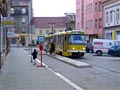 Souprava 268+269 v zastávce Mikulášské náměstí dočasně umístěné ve Sladkovského ulici - 13. 8. 2006