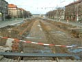 Vybagrované kolejiště s udusaným podložím na Slovanské aleji 17. 4. 2006