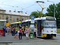 Souprava 262+263 odjíždí jako první po ukončení stávky ze Slovan 24. 6. 2008