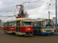 T2 č. 133 spolu s ŠL 11 plzeňského Škoda bus Klubu při narozeninové jízdě JT na Slovanech 27. 3. 2010