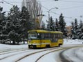 Vůz T3R.PLF č. 329 ve Skvrňanech 25. 12. 2010