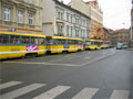Odkloněné tramvaje Palackého ulicí po dobu odstraňování nehody v sadech Pětatřicátníků 10. 5. 2010