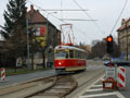 Historický vůz T1 č. 121 na kaliforňanu u zastávky Dvořákova 12. 11. 2011